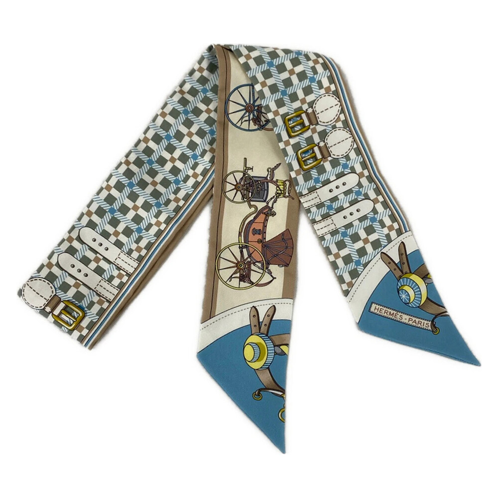 Hermes Twilly Light Blue Multi Scarf #320273H53B - Picture 1 of 5